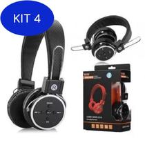 Kit 4 Fone Bluetooth Ouvido Mp3 Radio Fm B-05 Estéreo Preto