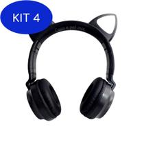 Kit 4 Fone De Ouvido Gatinho Gato Cat Ear Led Cartão