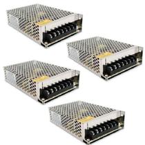 Kit 4 Fonte Chaveada 12V 10A 120W Para Cftv Fita Led Som Kit 4 Fonte Chaveada 12V 10A 120W Para Cftv Fita Led Som