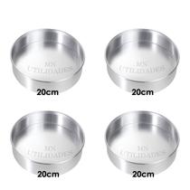 Kit 4 Forma Assadeira 20x5 Redonda Alumínio Fundo Fixo Alumínio