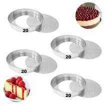Kit 4 Forma Assadeira Fundo Falso 20x5 Redonda Removível Alumínio Kit 4 Forma Assadeira Fundo Falso 20x5 Redonda Removível Alumínio