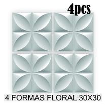 Kit 4 Formas 3d Molde Placa Gesso 30x30 Floral