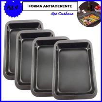 Kit 4 Formas Assadeira Antiaderente Aço Carbono