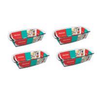Kit 4 Formas Assadeira P/ Bolo Pão Retangular S/ Tampa 1,5L