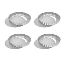 Kit 4 Formas Crespa Torta Maça Quiche 18x3 cm Fundo Removível