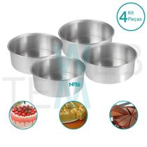 Kit 4 Formas de Bolo Redonda Alta 10x26 Alumínio Sustentável para Bolo Cheesecake Tortas Cozimento Uniforme Fácil Limpeza Uso Caseiro e Profissional Kit 4 Formas de Bolo Redonda Alta 10x26 Alumínio Sustentável para Bolo Cheesecake Tortas Cozimento Uniforme Fácil Limpeza Uso Caseiro e Profissional
