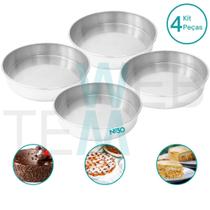 Kit 4 Formas de Bolo Redonda Baixa 6x30cm Alumínio Sustentável para Bolo Torta Quiche Cozimento Uniforme Fácil Limpeza Uso Caseiro ou Profissional Kit 4 Formas de Bolo Redonda Baixa 6x30cm Alumínio Sustentável para Bolo Torta Quiche Cozimento Uniforme Fácil Limpeza Uso Caseiro ou Profissional