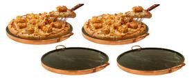 Kit 4 Formas de Pizza 42cm Pedra Sabão Curada - Arte Nativa Pedras