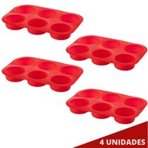 Kit 4 Formas de Silicone 6 Cupcakes Sortida Petit Gateau
