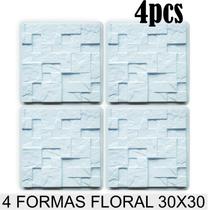 Kit 4 Formas Molde 3d Placa Gesso 30x30 Mosaico Rustico