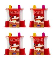 Kit 4 Formas para 16 Picolés Com Recheio Paleta Mexicana
