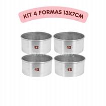 Kit 4 Formas Redondas 13x7cm Fundo Fixo Assadeira para Bolo