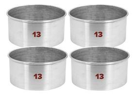 Kit 4 Formas Redondas 13x7cm Fundo Fixo Assadeira para Bolo