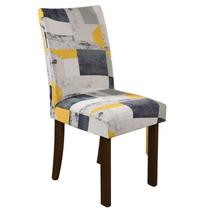 Kit 4 Forro de Cadeira Malha Spandex Mármore Cinza Exclusiva