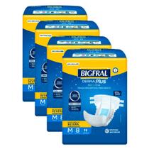 Kit 4 Fralda Bigfral Derma Plus Noturna M 8 Unidades