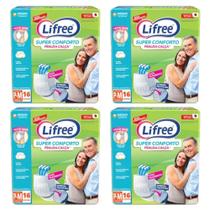 Kit 4 Fralda Calça Adulto Lifree Super Conforto Tam. PM Com 64 Unidades
