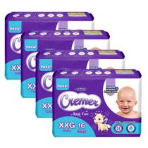 Kit 4 Fralda Cremer Magic Care Tamanho XXG Pacote Prática com 16 Fraldas Descartáveis