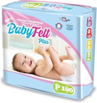 Kit 4 Fralda Descartável Baby Felt Noturna Infantil P - 100 Unidades