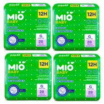 Kit 4 Fralda Descartável Mió Baby Tamanho G com 28 Unidades