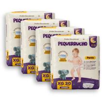 Kit 4 Fralda Descartável Pequerrucho Pants Toque Macio Hipoalergênico - Tamanho XG - 80 Unidades