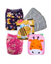 Kit 4 Fralda Ecológica Reutilizável Ajustável para Bebê Lavável, Sustentável, Alta Absorção Menina 4 Absorventes em Microfibra Kit 4 Fralda Ecológica Reutilizável Ajustável para Bebê Lavável, Sustentável, Alta Absorção Menina 4 Absorventes em Microfibra