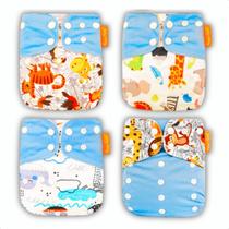 Kit 4 Fralda Ecológica Reutilizável De Pano + 4 Absorvente Kit 4 Fralda Ecológica Reutilizável De Pano + 4 Absorvente