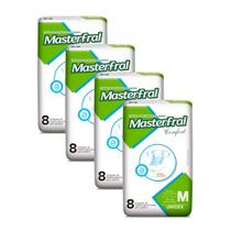 Kit 4 Fralda Geriátrico Masterfral Confort Unissex Tamanho M com 8 Unidades cada