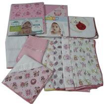 Kit 4 Fralda Grande 2 Toalha Banho 2 Cueiro Menina