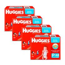 Kit 4 Fralda Huggies Supreme Care Tamanho P Mega 48 Unidades Descartáveis