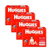 Kit 4 Fralda Huggies Supreme Care Tamanho XG Mega 26 Unidades Descartáveis