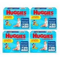 Kit 4 Fralda Huggies Tripla Proteção Tamanho M Pacote Hiper 92 Fraldas Descartáveis cada