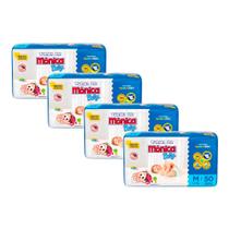 Kit 4 Fralda Infantil Turma da Mônica Baby Mega Tamanho M 50 Fraldas Descartáveis cada