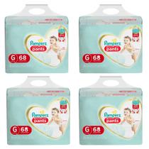 Kit 4 Fralda Pampers Pants Premium Care G 68 Unidades