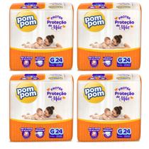 KIT 4 Fralda Pom Pom Derma Protek Jumbo Tamanho G 24 unidades