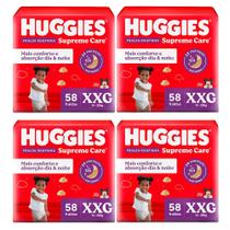 Kit 4 Fralda Roupinha Huggies Supreme Care Tamanho XXG 58 Unidades Descartáveis
