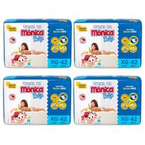 Kit 4 Fralda Turma da Mônica Baby Mega Tamanho XG 42 Unidades Descartáveis