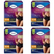 Kit 4 Fraldas Adulto Tena Pants Discreet Black P/M 8 Unidades cada