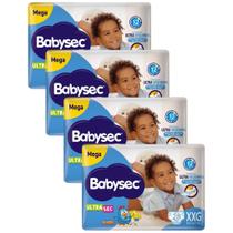 KIT 4 Fraldas Descartáveis Infantil Babysec Mega - Todos os Tamanhos