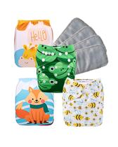 Kit 4 Fraldas Ecológicas Premium Estampas Neutras 4 Absorventes em Microfibra de Pano reutilizáveis Uso diário praia e piscina