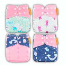 Kit 4 Fraldas Ecológicas Reutilizáveis De Pano Ajustáveis Kit 4 Fraldas Ecológicas Reutilizáveis De Pano Ajustáveis