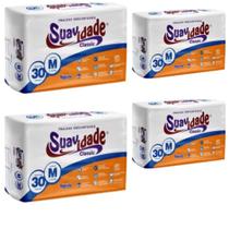 KIT 4 Fraldas Geriatrica Descartavel Suavidade Classic Todos Os Tamanhos