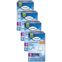 Kit 4 Fraldas Geriátrica Tena Dermacare Slip Ultra G com 8 unidades