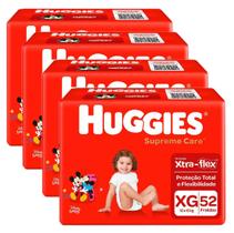 Kit 4 Fraldas Huggies Supreme Care XG com 52 Unidades Cada