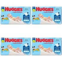 Kit 4 Fraldas Huggies Tripla Proteção Jumbo (P) 32 Unidades cada