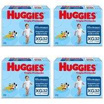 Kit 4 Fraldas Huggies Tripla Proteção Tamanho XG 32 Unidades cada Kit 4 Fraldas Huggies Tripla Proteção Tamanho XG 32 Unidades cada