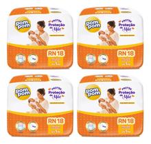 Kit 4 Fraldas Infantil Pom Pom Jumbinho Tamanho Rn C/ 18 Un