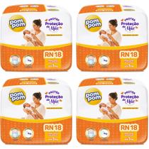 Kit 4 Fraldas Infantil Pom Pom Jumbinho Tamanho RN C/ 18 Un