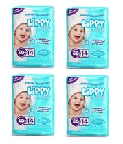 Kit 4 fraldas infantis pacote com 14 tiras lippy baby - eg Kit 4 fraldas infantis pacote com 14 tiras lippy baby - eg