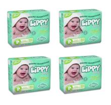 Kit 4 fraldas infantis pacote com 20 tiras lippy baby p Kit 4 fraldas infantis pacote com 20 tiras lippy baby p