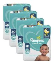 KIT 4 FRALDAS PAMPERS CONFORT SEC MEGA XXG/30 = 120un